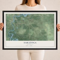 Map of Saratoga, Wisconsin, 18 x 24 inch print in a black wood frame