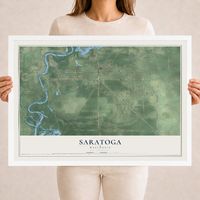 Map of Saratoga, Wisconsin, 18 x 24 inch print in a white wood frame