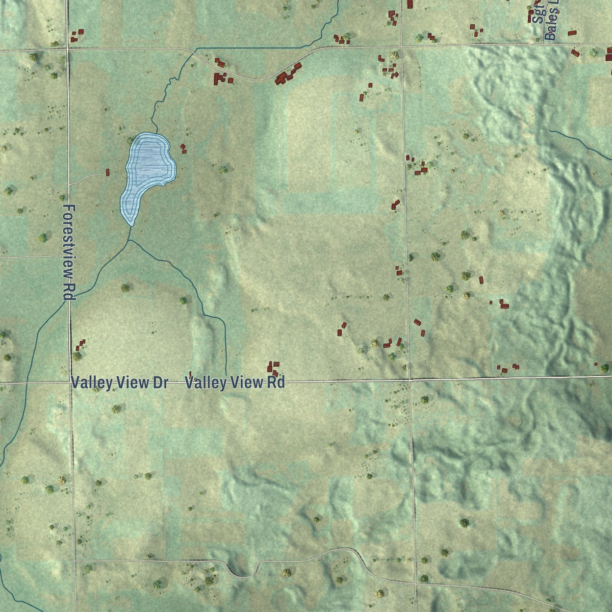 Second close-up of the map of Scott, Sheboygan County, Wisconsin print showing more streets and buildings