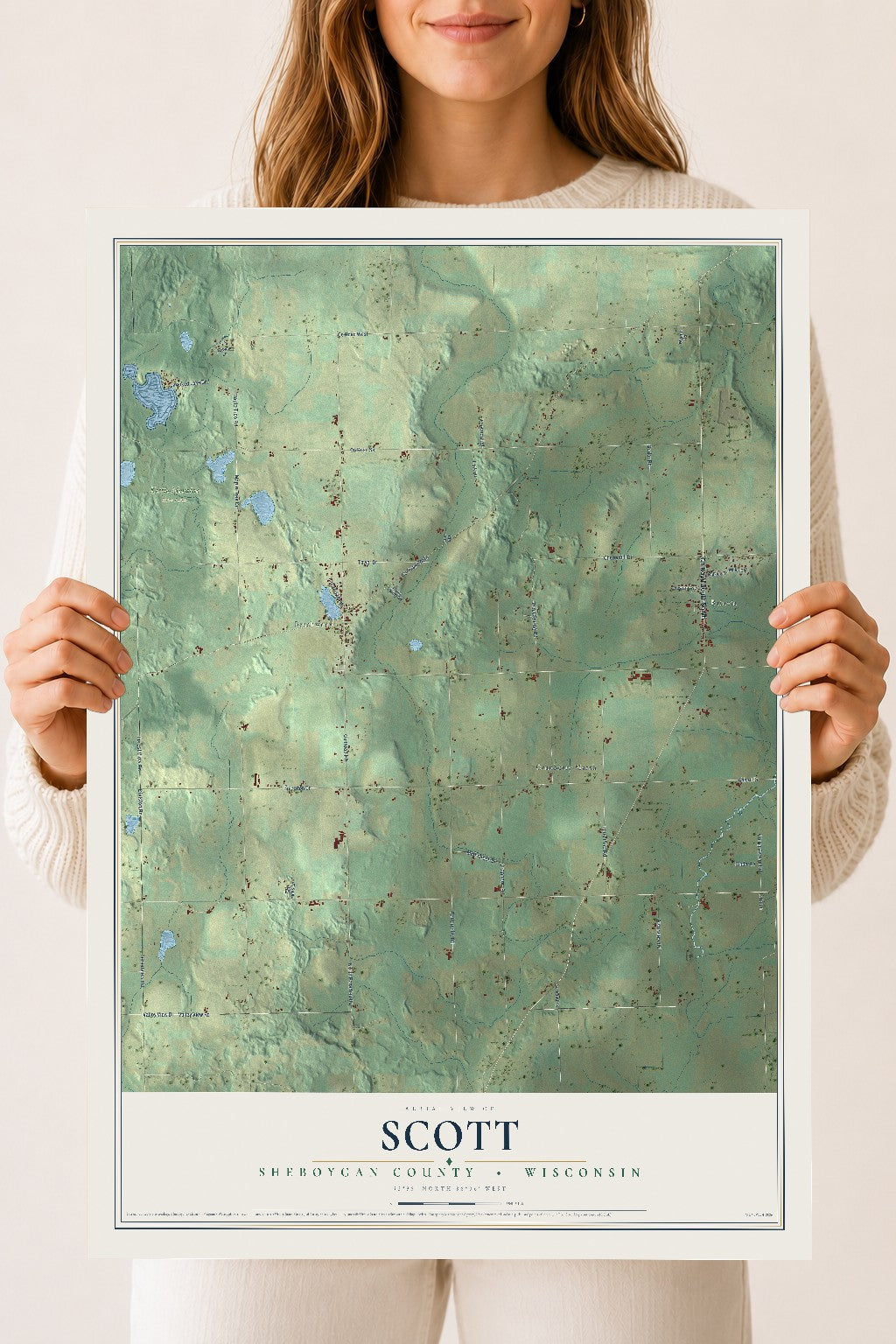 Map of Scott, Sheboygan County, Wisconsin, 18 x 24 inch unframed archival matte print