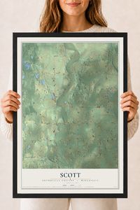 Map of Scott, Sheboygan County, Wisconsin, 18 x 24 inch print in a black wood frame