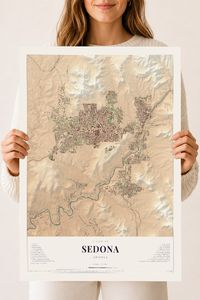 Map of Sedona, Arizona, 18 x 24 inch unframed archival matte print