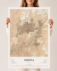 Map of Sedona, Arizona, 24 x 36 inch unframed archival matte print