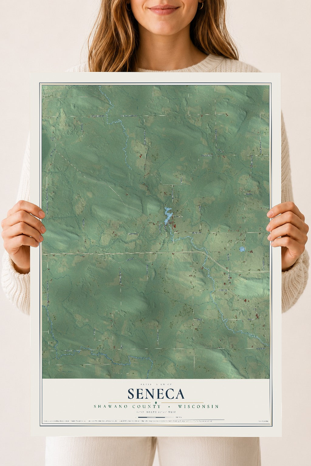 Map of Seneca, Shawano County, Wisconsin, 18 x 24 inch unframed archival matte print