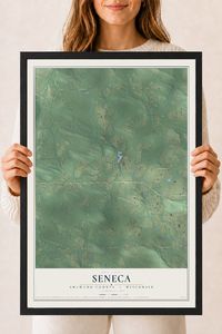 Map of Seneca, Shawano County, Wisconsin, 18 x 24 inch print in a black wood frame