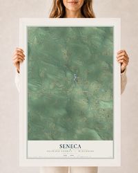 Map of Seneca, Shawano County, Wisconsin, 24 x 36 inch print in a white wood frame