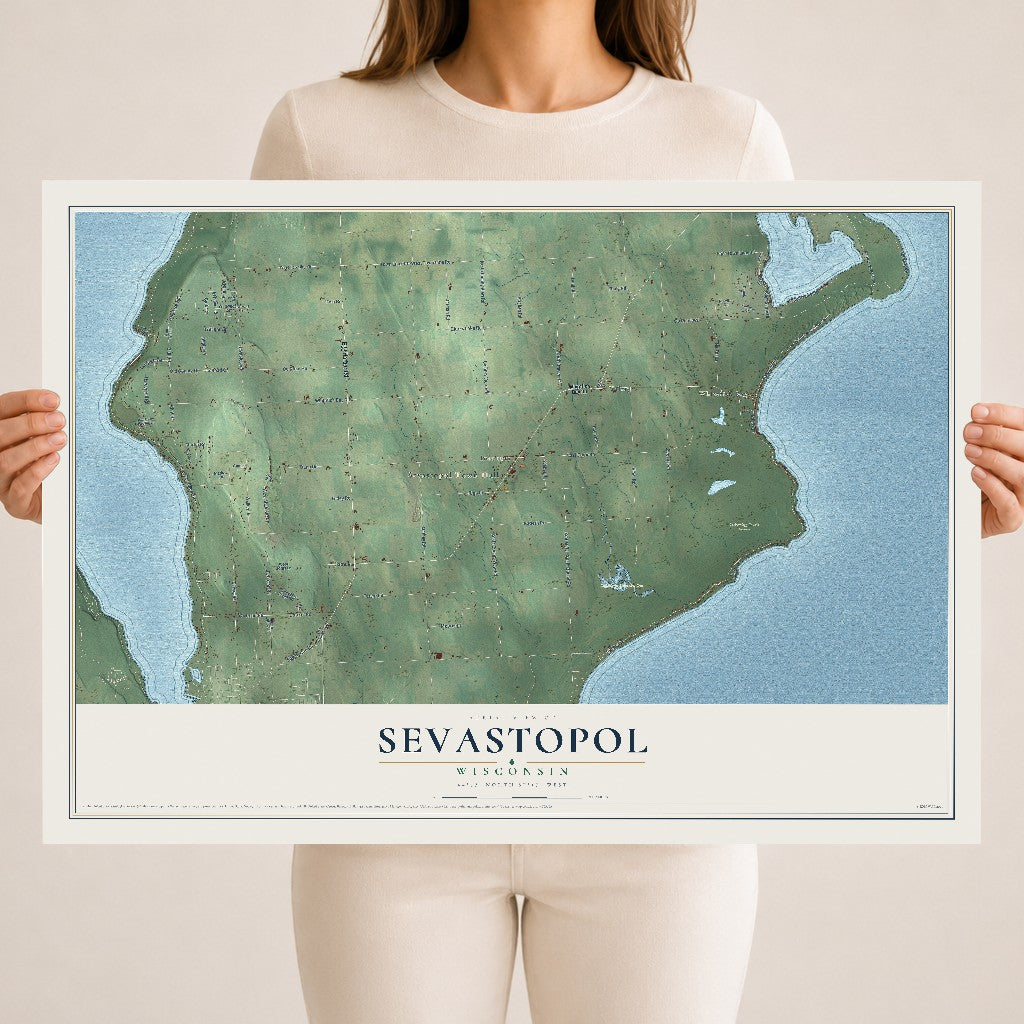 Map of Sevastopol, Wisconsin, 18 x 24 inch unframed archival matte print