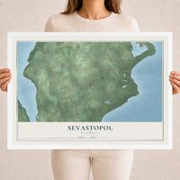 Map of Sevastopol, Wisconsin, 18 x 24 inch print in a white wood frame