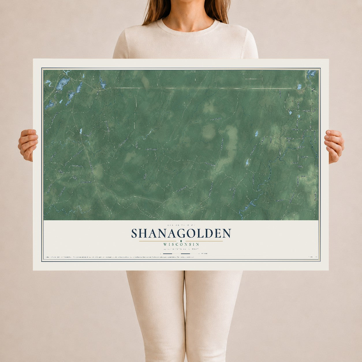Map of Shanagolden, Wisconsin, 24 x 36 inch unframed archival matte print
