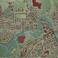 Close-up of the map of Sheboygan Falls, Wisconsin print showing street and building detail