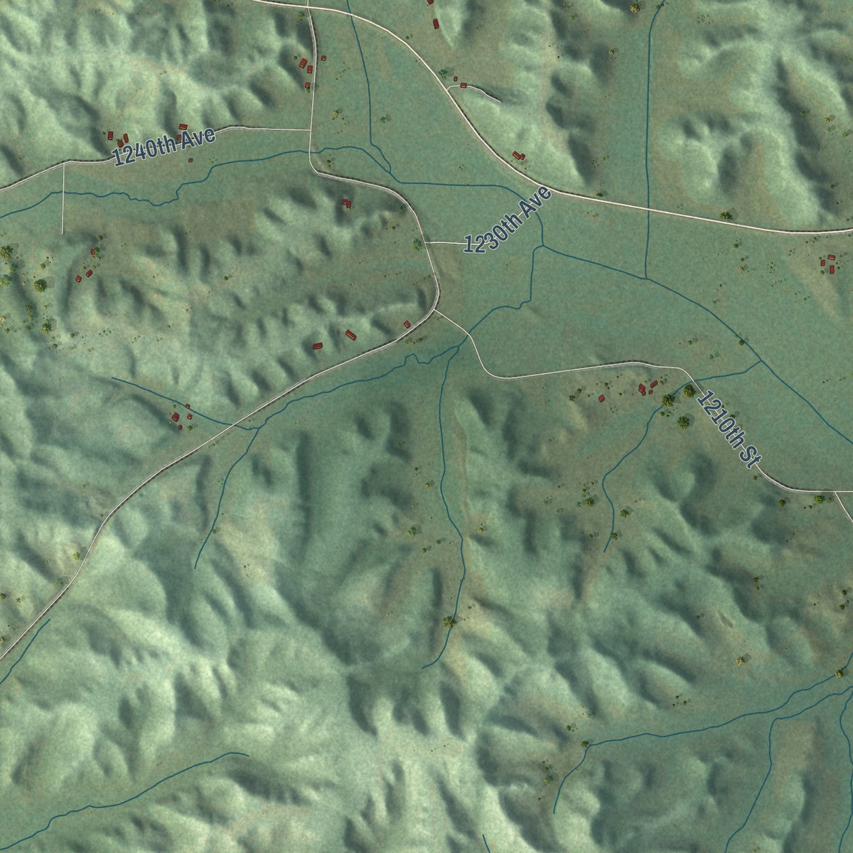 Second close-up of the map of Sheridan, Wisconsin print showing more streets and buildings