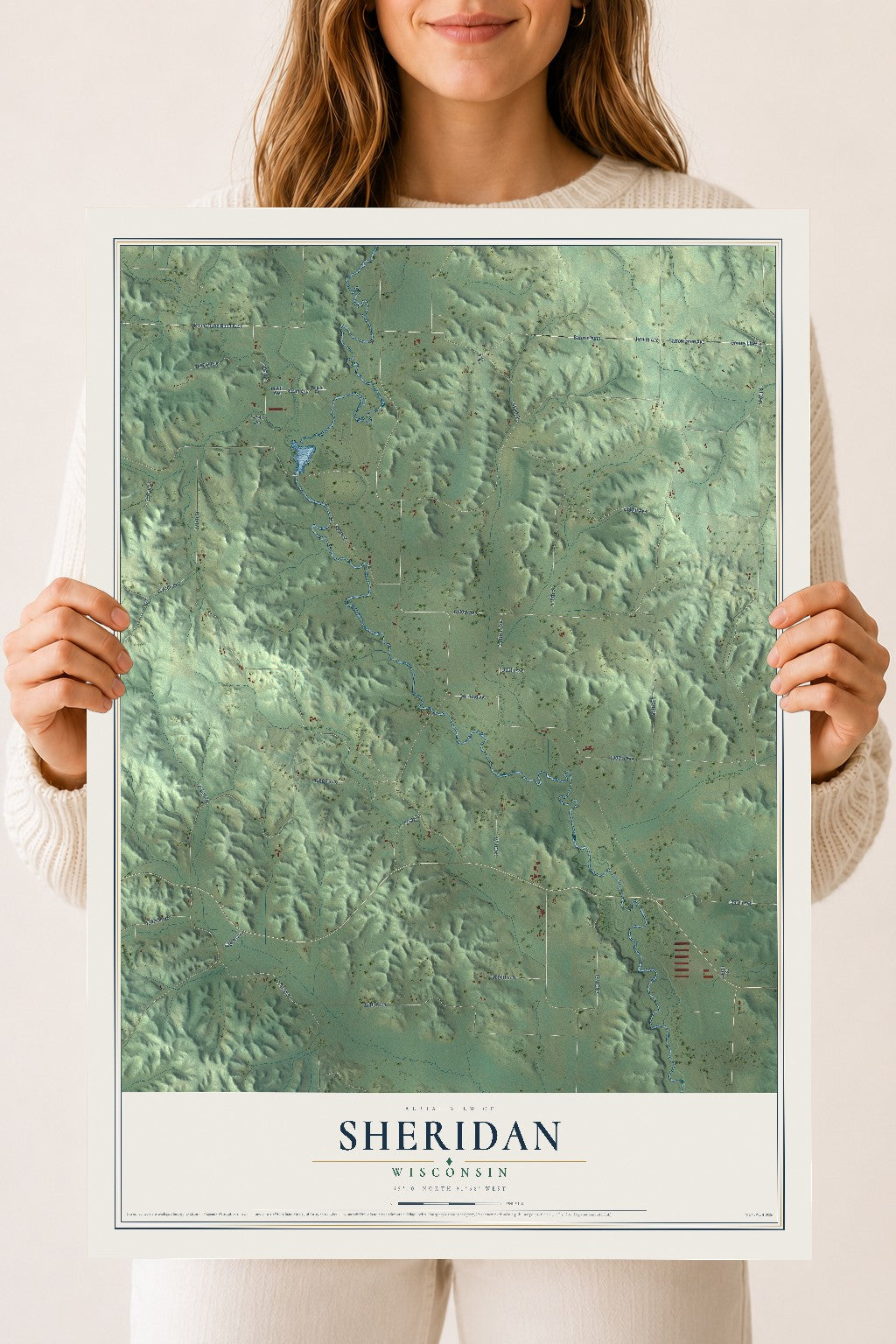 Map of Sheridan, Wisconsin, 18 x 24 inch unframed archival matte print