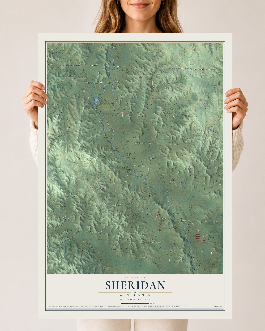 Map of Sheridan, Wisconsin, 24 x 36 inch unframed archival matte print