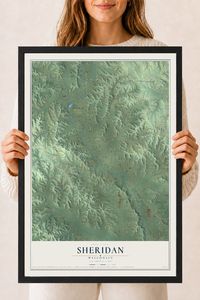 Map of Sheridan, Wisconsin, 18 x 24 inch print in a black wood frame