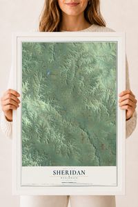 Map of Sheridan, Wisconsin, 18 x 24 inch print in a white wood frame