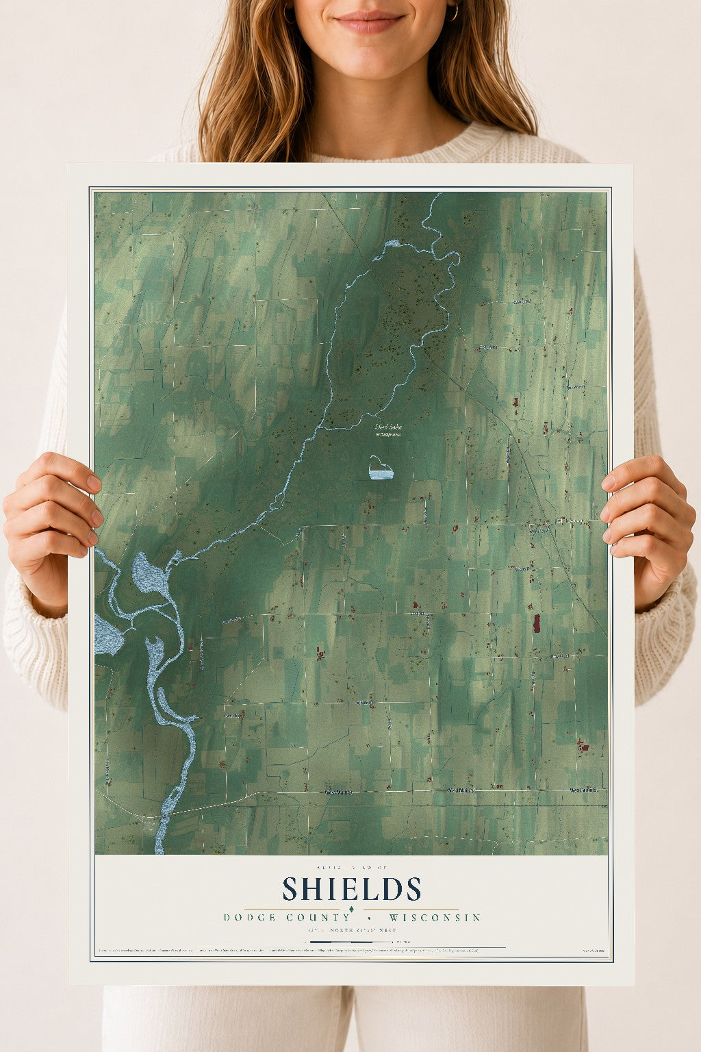 Map of Shields, Dodge County, Wisconsin, 18 x 24 inch unframed archival matte print