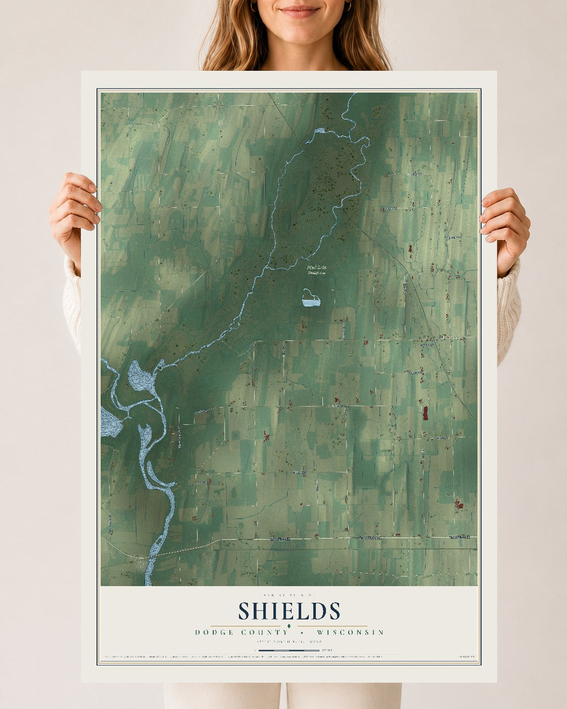 Map of Shields, Dodge County, Wisconsin, 24 x 36 inch unframed archival matte print