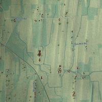 Second close-up of the map of Shields, Dodge County, Wisconsin print showing more streets and buildings