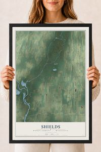 Map of Shields, Dodge County, Wisconsin, 18 x 24 inch print in a black wood frame