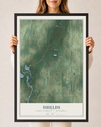 Map of Shields, Dodge County, Wisconsin, 24 x 36 inch print in a black wood frame