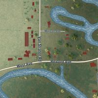 Second close-up of the map of Shiocton, Wisconsin print showing more streets and buildings