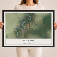 Map of Shiocton, Wisconsin, 18 x 24 inch print in a black wood frame
