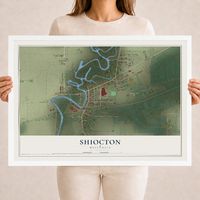 Map of Shiocton, Wisconsin, 18 x 24 inch print in a white wood frame