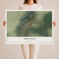 Map of Shiocton, Wisconsin, 24 x 36 inch unframed archival matte print