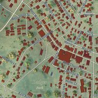 Close-up of the map of Shullsburg, Wisconsin print showing street and building detail