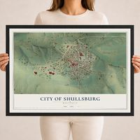 Map of Shullsburg, Wisconsin, 18 x 24 inch print in a black wood frame