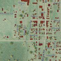 Close-up of the map of Siren, Wisconsin print showing street and building detail
