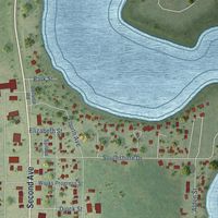 Second close-up of the map of Siren, Wisconsin print showing more streets and buildings