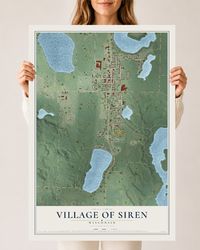 Map of Siren, Wisconsin, 24 x 36 inch unframed archival matte print