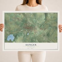 Map of Slinger, Wisconsin, 18 x 24 inch unframed archival matte print