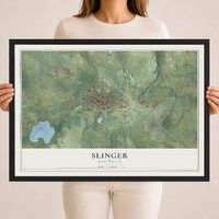 Map of Slinger, Wisconsin, 18 x 24 inch print in a black wood frame