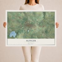 Map of Slinger, Wisconsin, 24 x 36 inch unframed archival matte print