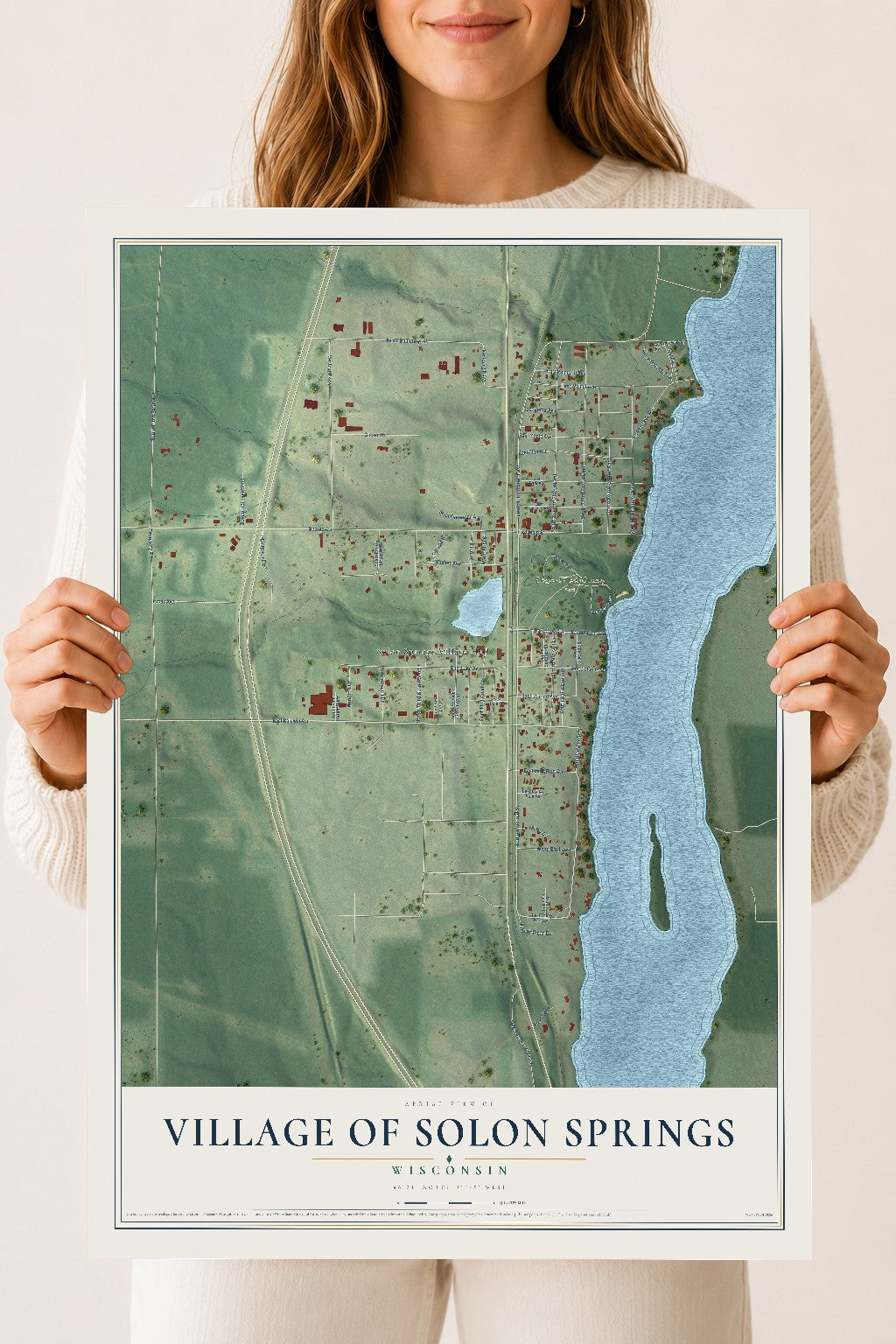 Map of Solon Springs, Wisconsin, 18 x 24 inch unframed archival matte print