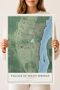 Map of Solon Springs, Wisconsin, 18 x 24 inch unframed archival matte print