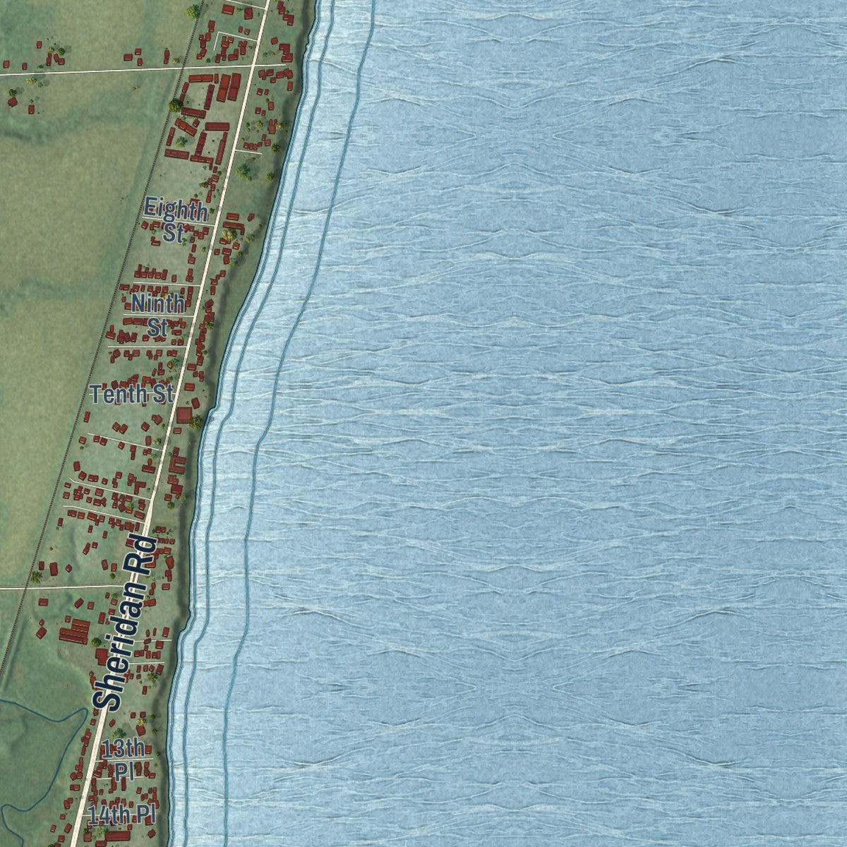 Second close-up of the map of Somers, Wisconsin print showing more streets and buildings