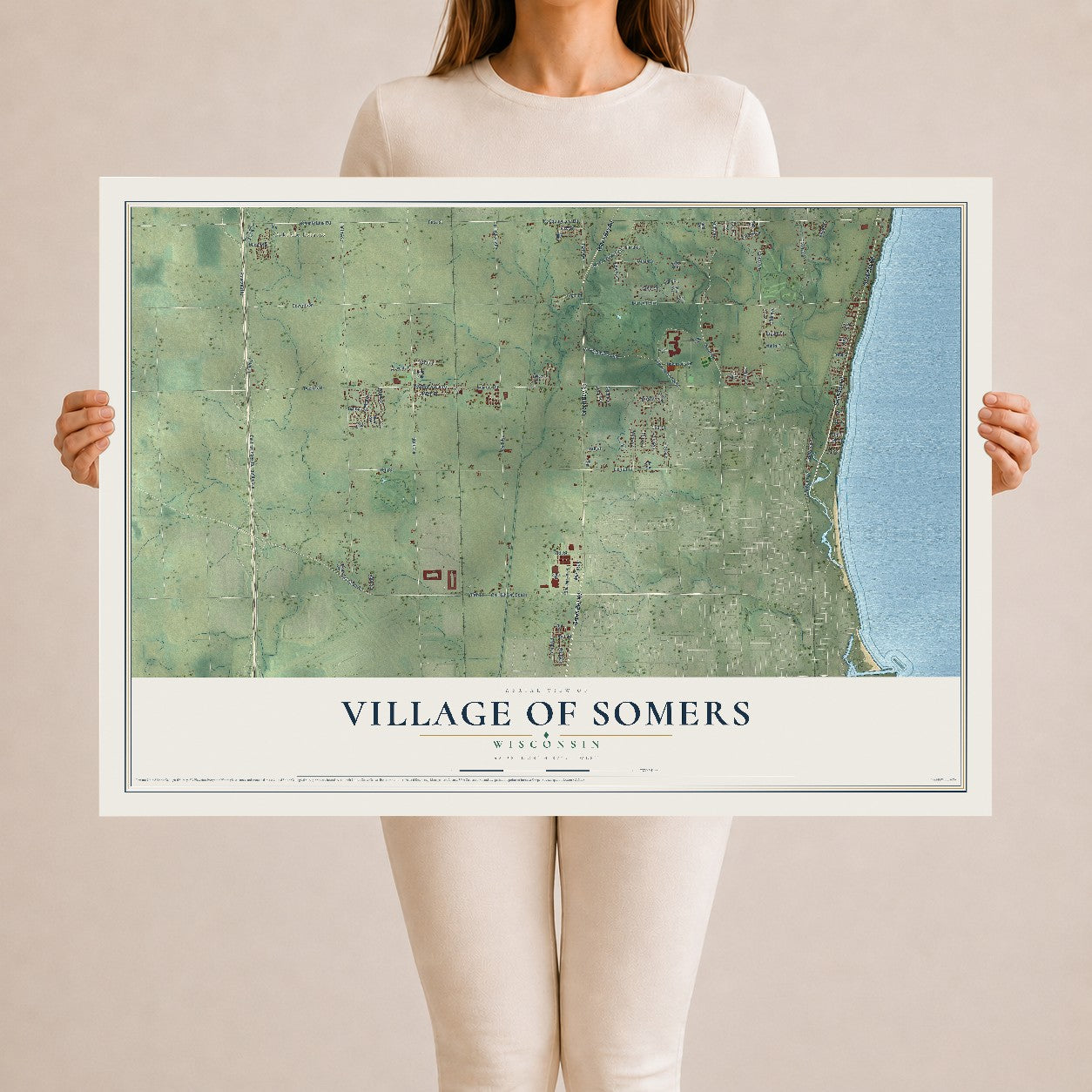 Map of Somers, Wisconsin, 24 x 36 inch unframed archival matte print