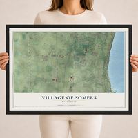 Map of Somers, Wisconsin, 18 x 24 inch print in a black wood frame