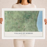 Map of Somers, Wisconsin, 18 x 24 inch print in a white wood frame