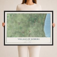Map of Somers, Wisconsin, 24 x 36 inch print in a black wood frame