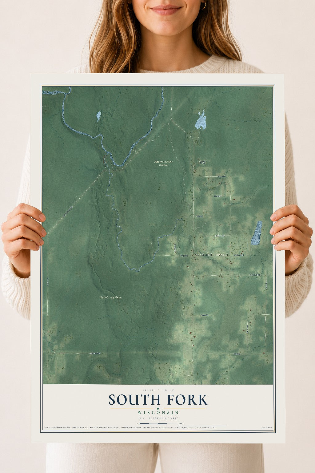 Map of South Fork, Wisconsin, 18 x 24 inch unframed archival matte print