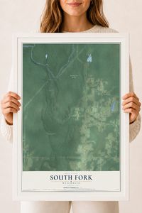 Map of South Fork, Wisconsin, 18 x 24 inch print in a white wood frame