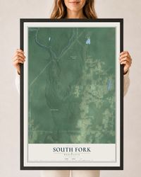 Map of South Fork, Wisconsin, 24 x 36 inch print in a black wood frame