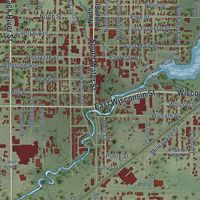 Close-up of the map of Sparta, Wisconsin print showing street and building detail