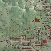 Second close-up of the map of Sparta, Wisconsin print showing more streets and buildings
