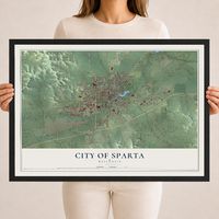 Map of Sparta, Wisconsin, 18 x 24 inch print in a black wood frame