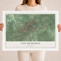 Map of Sparta, Wisconsin, 18 x 24 inch print in a white wood frame